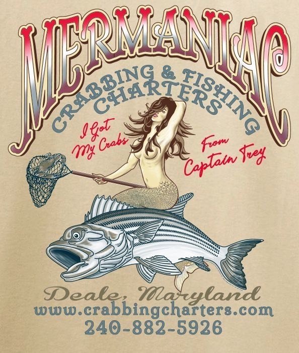 Mermaniac crabbing and fishing charters logo 
